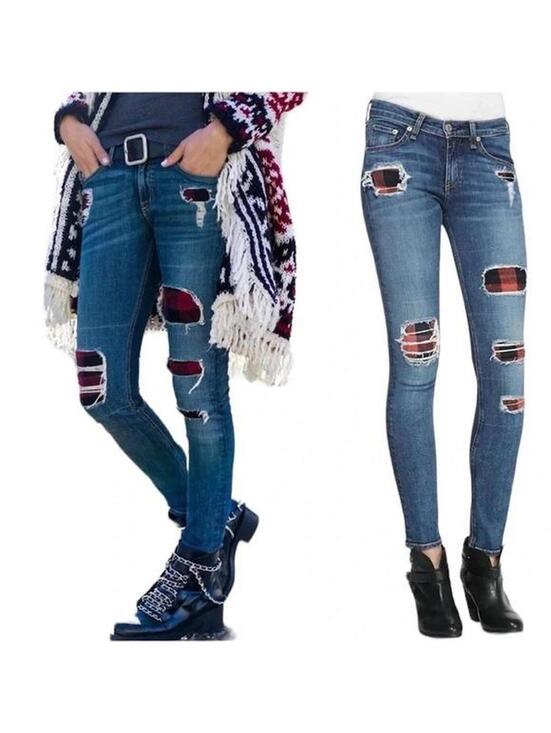 rag & bone Denim - Rag & Bone Skinny Jeans Sloane Plaid Repair Denim Casual Size 30” waist